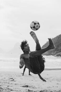 Soccer player performing a bicycle kick showing off skills
